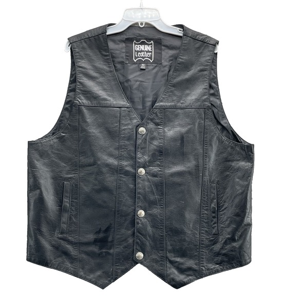 First Genuine Leather Other - Genuine Leather Vest Men's 4X Motorcycle Biker Western Cowboy Riding 90's Rodeo